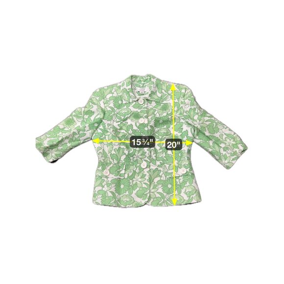 Ann Taylor Loft Petites Green Floral Linen Blend Button Up Jacket Sz 2P - Picture 7 of 10